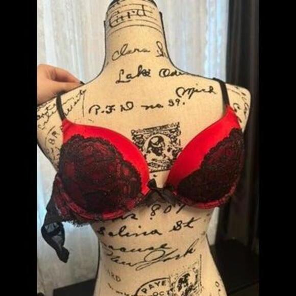Victoria's Secret Other - Elegant Red Lace Plunge Bra - A Touch of Romance